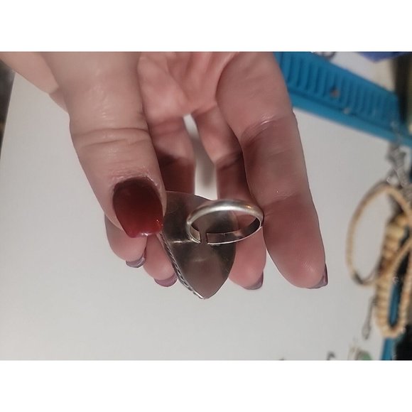 Native AMERICAN AGATE HIPPIE TRIANGLE BIKER RING! - Picture 16 of 16